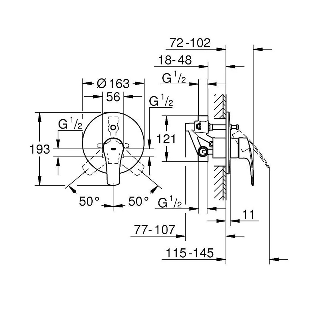Shower set for installation 3in1 GROHE Eurosmart, Tempesta 250, Tempesta 110 – Grohe 11.1.135.0005 – снимка 3